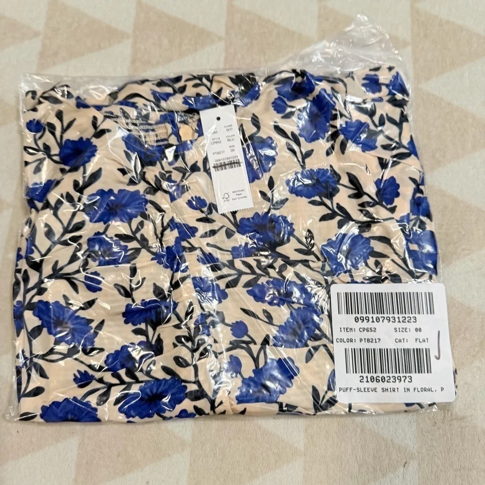 J crew blue floral Veranda shirt in floral print